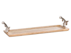 Hand Crafted Serving Tray With Sliver Deer Antler Handles