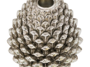 Large Silver Pinecone Candl Holder