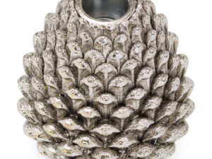 Medium Silver Pinecone Candle Holder - Image 1