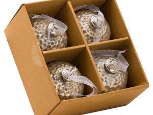 Metallic Silver Acantho Set Of 4 Large Baubles