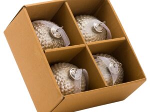 Metallic Silver Honey Comb Set Of 4 Large Baubles - Image 1