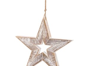 Antique White  Wooden Sparkle Star