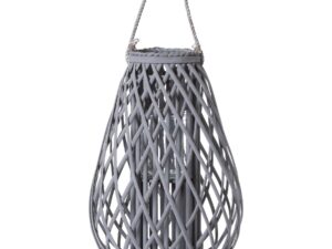 Large Grey Wicker Bulbous Lantern