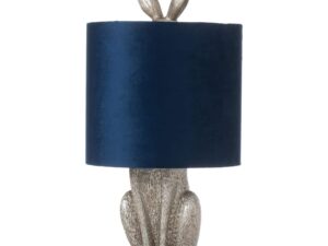 Silver Hare Table Lamp With Navy Shade