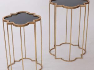 Quarter Foil Mirrored Set Of Two Side Tables