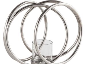 Farrah Collection Silver XL Four Ring Pillar Candle Holder