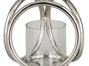 Farrah Collection Silver Three Ring  Pillar Candle Holder