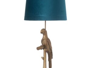 Percy The Parrot Gold Table Lamp With Teal Velvet Shade