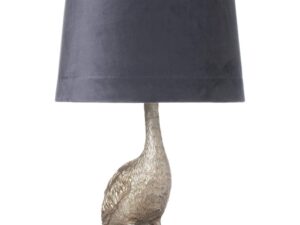 Gary the Goose Silver Table Lamp With Grey Velvet Shade