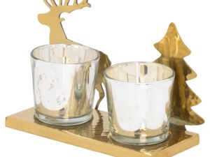 Noel Gold Two Tealight Holder