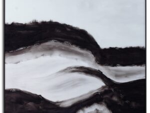 Black and White Rolling Hills Glass Image in Black Frame