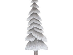 Carved Wood Effect Grey Tall Snowy Tree