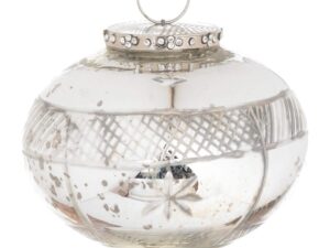 The Noel Collection Silver Jewel Top Large Teardrop Bauble