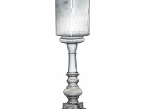 Silver Smoked Midnight Glass Top Tall Candle Pillar Holder