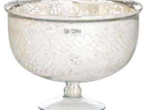 The Lustre Silver Glass Decorative Extra Large Footed Bowl