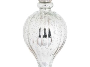 The Noel Collection Silver Oval Drop Large Statement Bauble