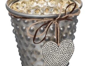 Jute Tied Bobble Grey Tea Light Holder