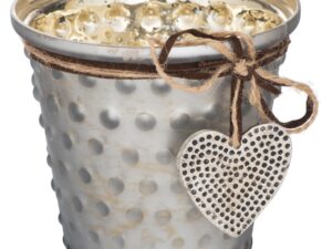 Jute Tied  Bobble Grey Medium Candle Holder