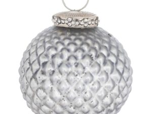 The Noel Collcetion Mystic Grey Textured Bauble - Image 1