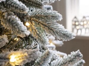 7Ft Christmas Tree Slim Snow Flocked Spruce Pre-Lit With cold /warm LED Lights (Dirty boxes) - Image 4